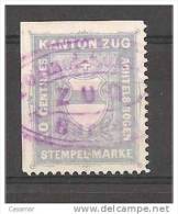 Canton Zug Stempel Marke 10c Non Dentelé Haut Et Gauche - Fiscale Zegels