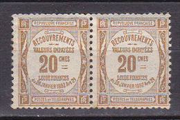 N° 45 Taxes 20cBistre: 1 Très Belle Paire De 2 Timbres  Neuf Sans Charnière - 1859-1959.. Ungebraucht