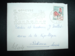 LETTRE MIGNONNETTE TP COQ DE DECARIS 0,30 OBL.MEC.6-1-1967 GONESSE (95 VAL D'OISE) SON EGLISE SES FLEURS - 1962-1965 Coq De Decaris