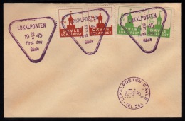 1945. GÄVLE LOKALPOST 2x 4 ÖRE + 2x 8 ÖRE FDC LOKALPOSTEN First Day 26 3 1945 Gävle.  (Michel: ) - JF500859 - Ortsausgaben