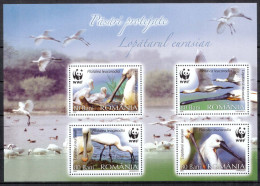 ROMANIA, 2006, Platalea Leucorodia, Worldwide Fund For Nature, W.W.F., WWF, Bird, Sheet Of 4, MNH (**), LPMP 1744c - Neufs