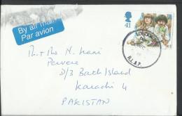 Great Britain Airmail 1994 Christmas 41c, Postal History Cover Sent To Pakistan - Brieven En Documenten