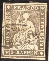Heimat TI Malvaglia Ca. 1860 Strahlen-O 5Rp. Strubel Zu#22G - Used Stamps