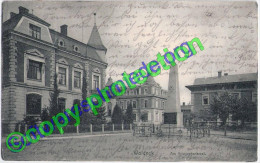 WOLDEGK Kriegerdenkmal 1870-71 Links Dahinter Brot Und Fein Bäckerei 13.11.1909 Gelaufen - Neubrandenburg