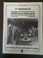 40e Anniversaire Des 400´000 Km En Traction Avant Par François Lecot - 1936 / 1976 - Advertising