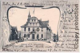VERDEN Aller Rathaus Mit Johanniskirche Passepartout Jugendstil Rahmen 9.8.1902 Gelaufen - Verden