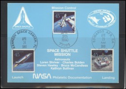 USA B2 Postal History Post Card USA B2 015 Special Cancellation Shuttle Mission Space Exploration - Postal History