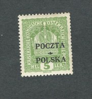 1919. AUSTRIAN  STAMP 5 H.  Optd  POCZTA  POLSKA  At  CRACOW   ( CROWN  ) UNUSED. - Nuevos