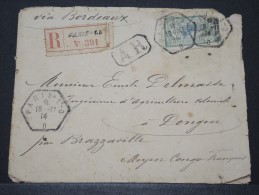 CONGO FRANCAIS - Env Recommandée AR (rare) Pour Dongou Par Bordeaux - Pas Courant - A Voir - Nov 1914 - P16146 - Storia Postale