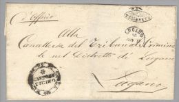 Heimat TI Tesserete 1857-06-20 Strahlenstempel Auf BOM Nach Lugano - Storia Postale