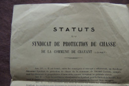 STATUTS DU SYNDICAT DE PROTECTION DE CHASSE COMMUNE DE CRAVANT LOIRET EN 20 ARTICLES - Décrets & Lois