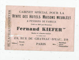 Buvard , Cabinet Pour La Vente Des Hotels , Maisons Meublées & Pensions De Famille , Fernand KIEFER , Paris - Autres & Non Classés