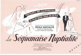 SEQUANAISE 1954 NUPTIALITE ASSURANCE MARIAGE DOT NAISSANCE BUVARD EN SUPERBE ETAT - Banque & Assurance