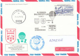 Österreich 1979  Ballonpost  6850 Dornbirn,   Bordstempel  D- ERGEE V - Ballons