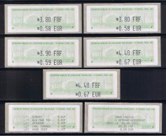 ATM, 3.80 FRF-0.58 EUR, 3.90 FRF-0.59 EUR, 4.40 FRF-0.67 EUR, AVEC UN RECU DE LA LA LISTE DES 5 DESTINATIONS, ETRANGERES - 1999-2009 Illustrated Franking Labels