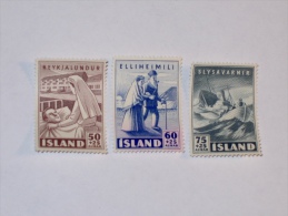 ISLAND / ISLANDE  1949  SCOTT # B-9,10,11 - Unused Stamps