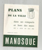 PLANS De La Ville De MANOSQUE , 1966 , 3 Scans , 20 Pages , Frais Fr : 1.75€ - Sonstige & Ohne Zuordnung