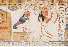 Egypte CPA Queen La Reine Nefertari Tomb Grab Purple PAR AVION Boxed Cds. CAIRO 1960 HÄLSINGBORG Sweden (2 Scans) - Temples D'Abou Simbel