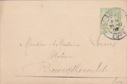 Enveloppe 70 X 107 Mm,  Entier Postal Type "Sage" 5 Cts Vert -jaune (102) Circulé 1902 - Standard- Und TSC-Briefe (vor 1995)