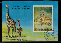 (cl.12 - P.19) Ajman Ob Bloc Michdel N° 364 (ref. Michel Au Dos) - Girafes - Giraffes