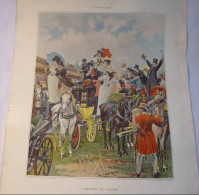 Estampe : "L'arrivée Du Favori" (G. Wertheimer). Le Figaro Illustré 1894. - Equitation