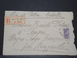 CONGO FRANCAIS - Env Recommandée Pour Dongou Par La Rochelle - En L´état - Août 1914 - P16169 - Cartas & Documentos