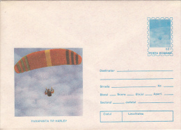 36689- HARLEY PARAGLIDER, PARACHUTTING, COVER STATIONERY, 1994, ROMANIA - Parachutting