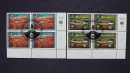 UNO-Genf 267/8 Yv 287/8 Eckrandviererblock ´D´, Oo/ESST, Gemälde Von Gottfried Kumpf, Jahr Der Jugend - Used Stamps