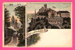 Litho - Gruss Vom Drachenfels - Zahnradbahn U Drachenburg - RÜKEN & HAMMERMANN - Drachenfels