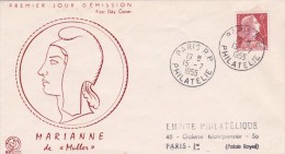 France Timbres Sur Lettre 1955 - Brieven En Documenten