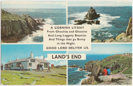 Land’s End, Cornwall. Multiview.  Longships Lighthouse; The Armed Knight; First And Last House. Unposted - Land's End