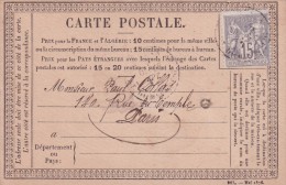 Carte Précurseur Type 1878 - Precursor Cards