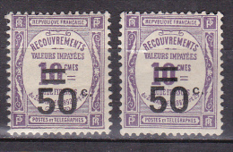 N° 51 Taxes 50 C.s10c Violet : Timbre Neuf Légère Trace De  Charnière Impéccable - 1859-1959 Mint/hinged