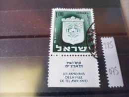 ISRAEL TIMBRE  OBLITERE    YVERT N° 285 - Usados (con Tab)