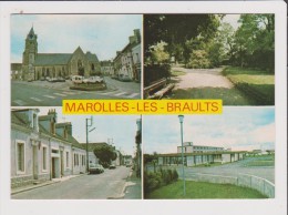 CPM - MAROLLES LES BRAULTS - Multivues - Place De L'église Jardin Public Rue De Bonnétable Maison De Retraite Voiture - Marolles-les-Braults
