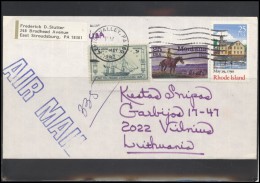 USA 041 Cover Air Mail Postal History Rhode Island Montana Frigate Constitution - Marcofilie