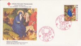 CROIX-ROUGE *** Retable De La Chartreuse De Champnol - La Fuite En Egypte *** Yvt N°2498 - FDC FRANCE  1987 - 1980-1989