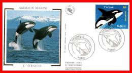 FDC En Soie De 2002 N° YT 3487 " ORQUE " En PARFAIT état - Baleines