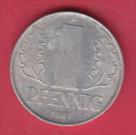 F4471 / - 1 Pfening 1961 (A) - DDR , Germany Deutschland Allemagne Germania - Coins Munzen Monnaies Monete - 1 Pfennig