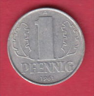 F4472 / - 1 Pfening 1961 (A) - DDR , Germany Deutschland Allemagne Germania - Coins Munzen Monnaies Monete - 1 Pfennig