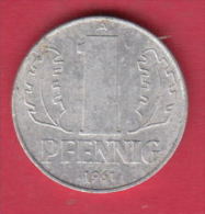 F4474 / - 1 Pfening 1961 (A) - DDR , Germany Deutschland Allemagne Germania - Coins Munzen Monnaies Monete - 1 Pfennig