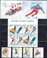 BHUTAN, 1997, Winter Olympic Games, Nagano, Set 4v+ 2 Setenant Set Of 4(sheetlet) +  2 MSs, Complete Serie, MNH(**). - Hiver 1998: Nagano