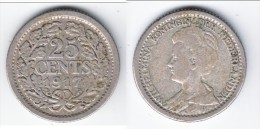 **** PAYS-BAS - NETHERLANDS - 25 CENTS 1917 WILHELMINA I - ARGENT - SILVER **** EN ACHAT IMMEDIAT - 25 Cent