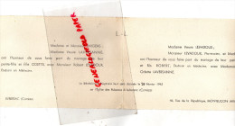 19 - LUBERSAC - FAIRE PART MARIAGE FARGEAS - LAVERSANNE- ROBERT LEVADOUX-EGLISE DES RUBEAUX- 03- MONTLUCON -1943 - Unclassified