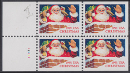 !a! USA Sc# 2581b MNH BOOKLET-PANE(4) W/ Left Margins & Plate-# (LL/A11111) (a2) - Santa And Sleigh - 1981-...
