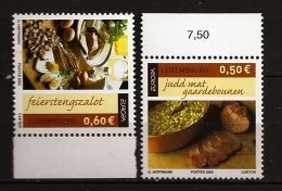Luxembourg 2005 N° 1621 / 2 ** Europa, Gastronomie, Porc, Haricots, Salade, Oeuf, Cornichon, Bœuf, Sel, Couteau, Oignon - Nuevos