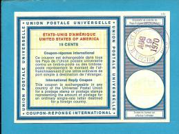 USA - 15 CENTS - CHICAGO - 19.08.1970 - International Reply Coupon Reponse Antwortschein - ÉTATS-UNIS D' AMÉRIQUE - Andere
