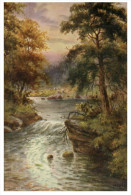(200 Del) Very Old Postcard - Carte Ancienne - UK - River & Tree Christmas Wishes - Árboles
