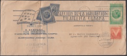 1942-H-12 (LG163) CUBA 1943. DEMOCRACIA. FDC SOBRE ILUSTRADO DE COMERCIO FILATELATELICO. - Lettres & Documents