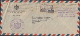 1952-H-36 (LG177) ESPAÑA SPAIN 1952. SOBRE CONSULAR DE LA EMBAJADA DE CUBA EN ESPAÑA. FRANQUICIA CONSULAR. - Brieven En Documenten